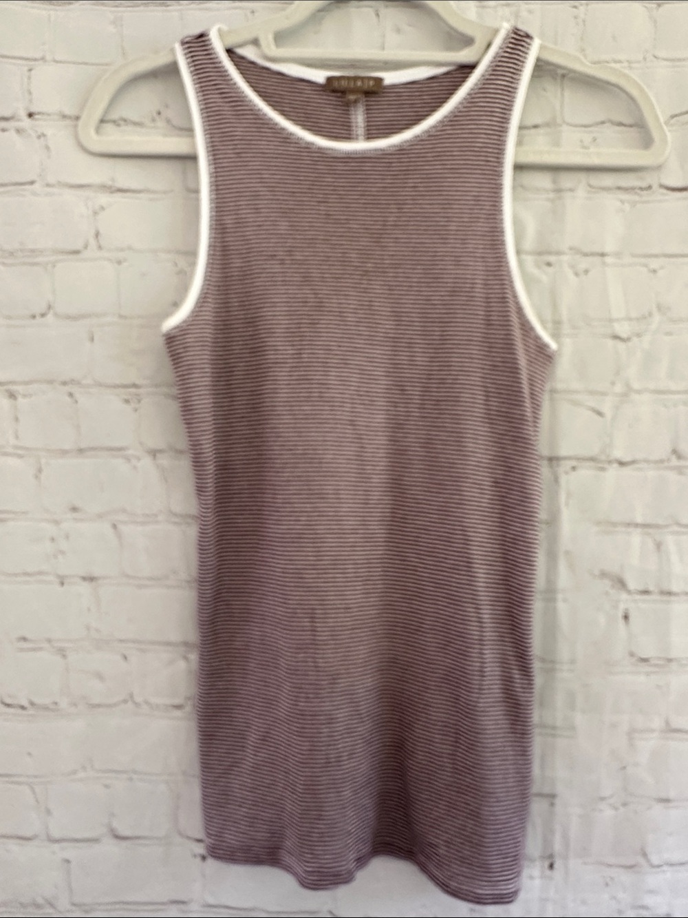 Lilla P Cotton Striped Knit Tank Top in Wine and White size S